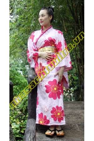 Kimono hoa màu hồng